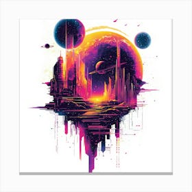 Space City.Generated AI. Wall Art Print Canvas Print