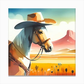 Cowboy On Horseback 1 Canvas Print