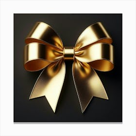 Gold Bow On Black Background 1 Canvas Print