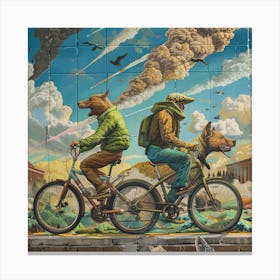 'Dogs On Bikes' Canvas Print