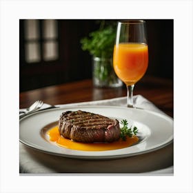 Steak And Orange Juice Canvas Print