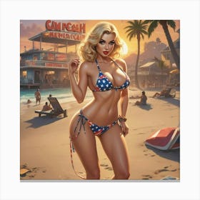 Pinup Girl In Bikini 1 Canvas Print