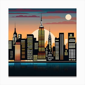 New York City Skyline 5 vector art Canvas Print