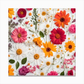 Flower Arrangement On White Background Canvas Print