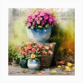 Watercolor Greenhouse Flowers 12 Canvas Print