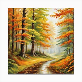 Forest In Autumn In Minimalist Style Square Composition 221 Canvas Print