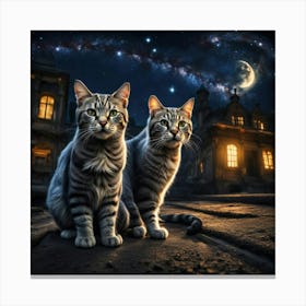 Two Cats At Night Canvas Print