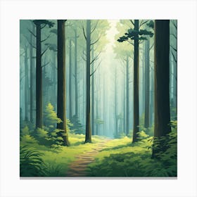 Forest Path, Forest In The Fog, A Calm Forest With Towering Trees art print 1 Canvas Print