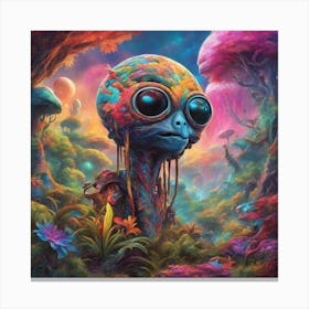 Imagination, Trippy, Synesthesia, Ultraneonenergypunk, Unique Alien Creatures With Faces That Looks (16) Canvas Print