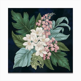 Hydrangea Floral Botanical Vintage Poster Flower 1 Canvas Print