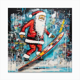 Santa Riding A Skateboard Canvas Print