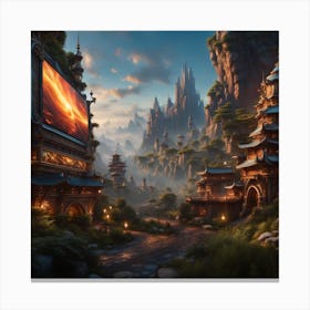 City In The Mountains Canvas Print