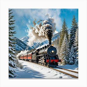 Steam Train In Winter 1 Canvas Print