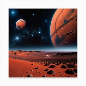 Mars Landscape With Planets Canvas Print