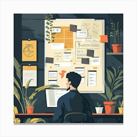 Man Working At His Desk Canvas Print