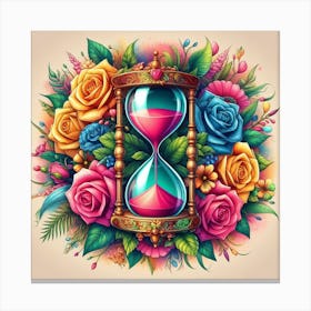 Hourglass With Flowers Canvas Print