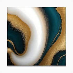 Gold And Blue Abstract Painting 1 Canvas Print