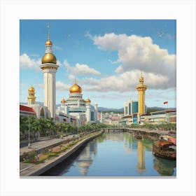 Brunei City Art Print 2 Canvas Print