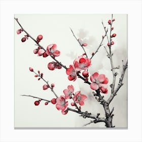 Ink Cherry Blossoms Branches 10 Canvas Print