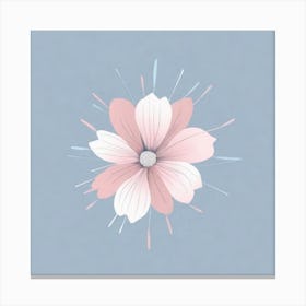 A White And Pink Flower In Minimalist Style Square Composition 100 Canvas Print