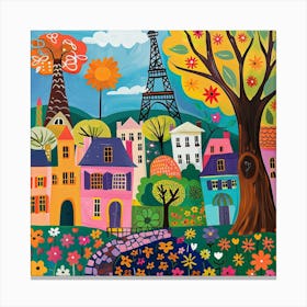 Kids Travel Illustration Paris 4 Canvas Print