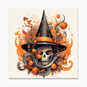 Halloween Witch Skull Canvas Print