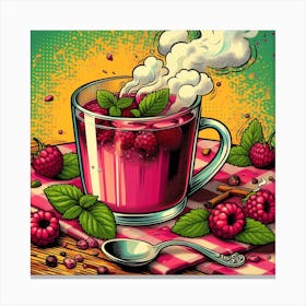 Raspberry Tea In A Cup Canvas Print