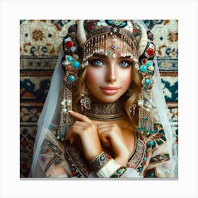 Uzbek Woman In Traditional Dress Canvas Print