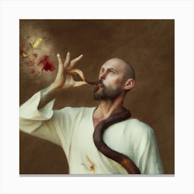 Jesus With A Snake Canvas Print