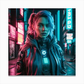 Girl In A Futuristic City Canvas Print