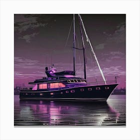 Yacht At Night 5 Canvas Print