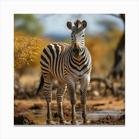 Zebra In The Savannah 1 Canvas Print