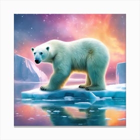 Polar Bear on Frozen Sea Canvas Print