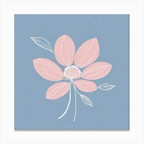 A White And Pink Flower In Minimalist Style Square Composition 161 Canvas Print