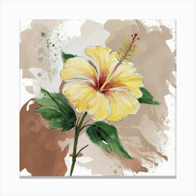 Yellow Hibiscus Flower Canvas Print