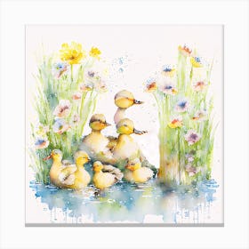 Ducks In Water Canvas Print