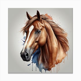 Horse Head Watercolor Painting Canvas Print