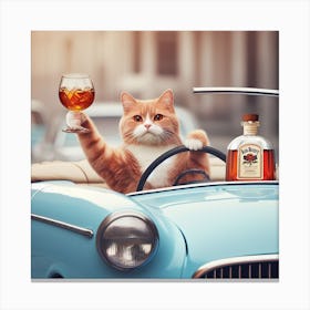 Cat In A Car 3 Canvas Print