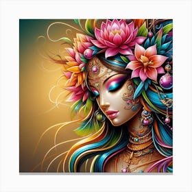 Beautiful Woman With Flowers 2 Canvas Print