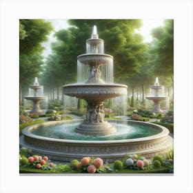 Fountain In The Garden 2 Canvas Print