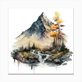 Watercolor Mountain Landscape 3 Canvas Print