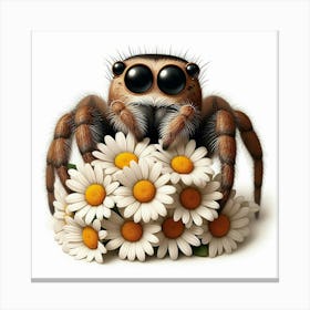 Spider With Daisies Canvas Print