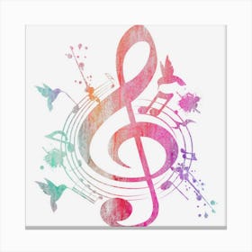 Music Musical Instrument Birds Treble Clef Canvas Print