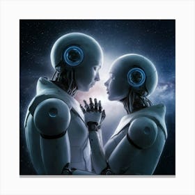 Two Robots In Love Canvas Print