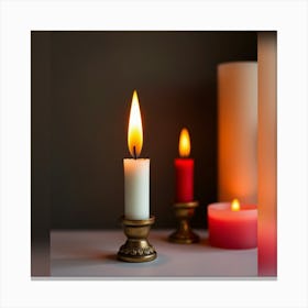 Candles On A Table Canvas Print