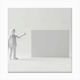 Businessman Pointing At Blank Sign Canvas Print