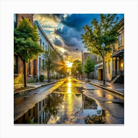 Sunset On A City Street Canvas Print