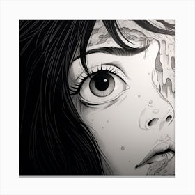 Face Of A Girl black and white manga Junji Ito style Canvas Print