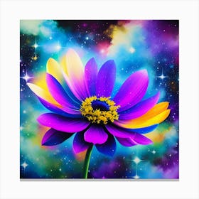 Purple Flower With Stars Canvas Print