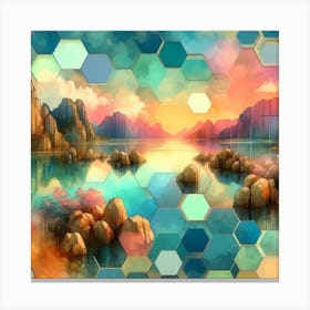 Abstract Landscape With Hexagons Canvas Print